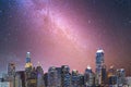 Milky way galaxy with stars and space dust in the universe over the night city Royalty Free Stock Photo