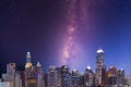 Milky way galaxy with stars and space dust in the universe over the night city Royalty Free Stock Photo