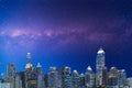 Milky way galaxy with stars and space dust in the universe over the night city Royalty Free Stock Photo