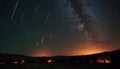 Milky Way illuminates majestic mountain range in tranquil star field generated by AI Royalty Free Stock Photo