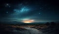 Milky Way illuminates night sky, revealing majestic mountain landscape generated by AI Royalty Free Stock Photo