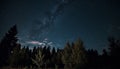Milky Way illuminates night sky, revealing majestic mountain range generated by AI
