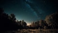 Milky Way illuminates night sky, revealing majestic mountain range silhouette generated by AI Royalty Free Stock Photo