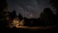 Milky Way illuminates night sky, revealing majestic mountain range silhouette generated by AI Royalty Free Stock Photo