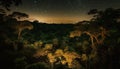 Milky Way illuminates tranquil forest at dusk generated by AI
