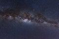 Milky Way landscape Clearly. Milky way above Summit of Rinjani mountain on night sky. Lombok island, Indonesia
