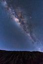 Milky Way landscape Clearly. Milky way above Summit of Rinjani mountain on night sky. Lombok island, Indonesia