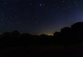 Milky Way and a lot of stars over the mountain at Wadi Rum desert