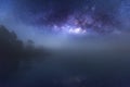 Milky way with misty water reflection