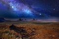 Milky way in monument valley, usa Royalty Free Stock Photo