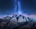 Milky Way and mountains at starry night in autumn Royalty Free Stock Photo