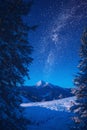 The milky way in a night sky above the lonely mountain Royalty Free Stock Photo