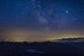 The Milky Way in the night sky over the Austrian Alps. View from the way to Grossglockner rock summit, Kals am Grossglockner, Royalty Free Stock Photo