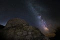 Milky way on nuraghe La Prisgiona Royalty Free Stock Photo