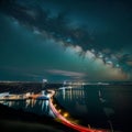 Milky Way over the Bosphorus Strait in Istanbul, Turkey