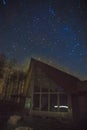 Milky Way over Colorado A-Frame modern home at night, Hastings M