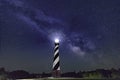 Milky Way over Hatteras Lighthouse Royalty Free Stock Photo