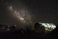 The milky way over horse wagons in Zion National Park Royalty Free Stock Photo