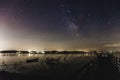 Milky way over a lake Royalty Free Stock Photo