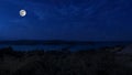 Milky way over a lake at summer night with clear skies under moonlight. Turkey nature