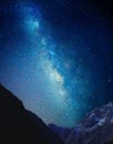 Milky Way over the mountain showing stars and gases