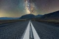 Milkyway at the end of an icelandic road Royalty Free Stock Photo