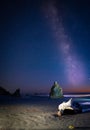 Milky Way Over Ocean Sea Stacks Along The Pacific Oceang Royalty Free Stock Photo