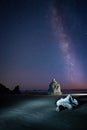 Milky Way Over Ocean Sea Stacks Along The Pacific Oceang Royalty Free Stock Photo