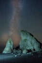 Milky Way Over Ocean Sea Stacks Along The Pacific Oceang Royalty Free Stock Photo