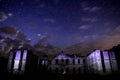 Stars in the sky over Palace in Kamieniec