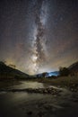 Milky way over the Piatra Craiului mountains in Romania Royalty Free Stock Photo