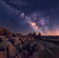 Milky Way over rocky terrain