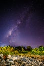 Milky way over the sky with rural scene in Thailand