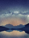 Milky Way over the Udziro lake, Racha, Georgia Royalty Free Stock Photo