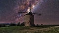 Milky Way over the windmill Royalty Free Stock Photo