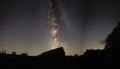 MILKY WAY over WOOD BARN Royalty Free Stock Photo