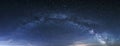 Milky way panorama, night sky with stars