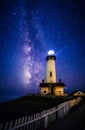 Milky Way at Pigeon Point Lighthouse, Pescadero, California Royalty Free Stock Photo