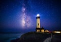 Milky Way at Pigeon Point Lighthouse, Pescadero, California Royalty Free Stock Photo