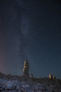 Milky Way and Pillars made of Stones Royalty Free Stock Photo