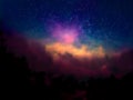 night landscape mountain and milky way galaxy background. Night colorful landscape. Royalty Free Stock Photo