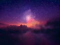 night landscape mountain and milky way galaxy background. Night colorful landscape. Royalty Free Stock Photo