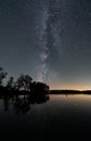 Milky way and the pool reflections, vertical composition Royalty Free Stock Photo