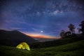 The Milky Way rises over the Tea plantation Royalty Free Stock Photo