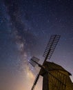 Milky Way rising behind historic windmill Royalty Free Stock Photo