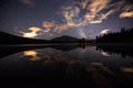 Milky way rising over a lake in the summer Royalty Free Stock Photo