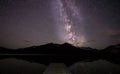 Milky way rising over a lake in the summer Royalty Free Stock Photo