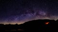 The Milky Way rising over the mountains around Blea Tarn Royalty Free Stock Photo