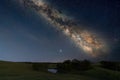 Milky Way rising over the prairie pasture