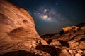 Milky way at Sam Pan Bok grand canyon, Ubon ratchathani, Thailand